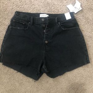 NWT A&F black denim shorts